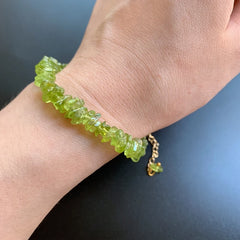 Natural Peridot Crystal Beads Bracelet Link Olivine Tumblestones Chips Stone Bracelets Clasp Jewelry 1pc