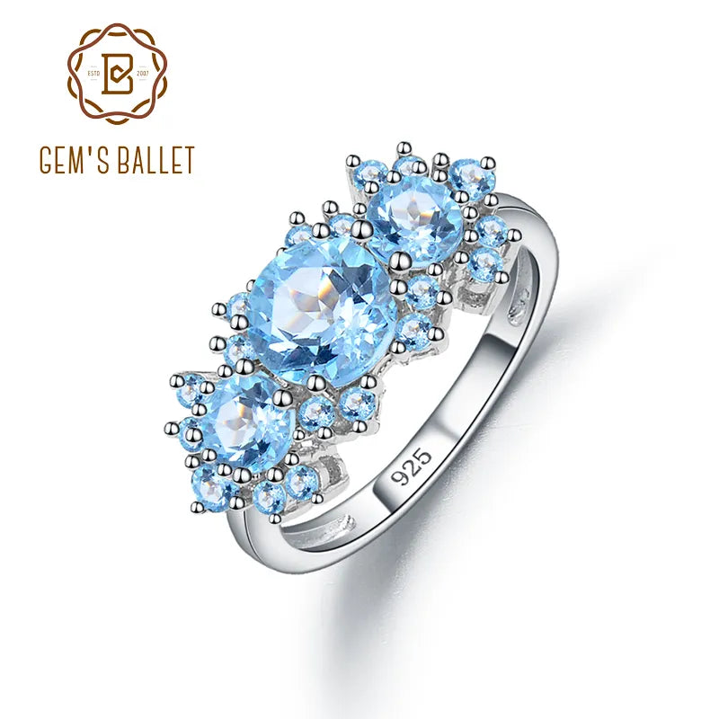 Vintage Elegance Sky Blue Topaz Ring - 925 Sterling Silver, Natural Birthstone Jewelry, Perfect Gift for Women