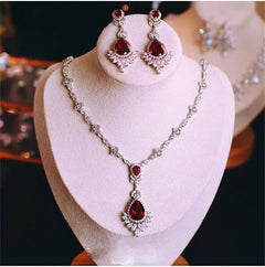 Sterling Silver Ensemble: S925 Sterling Silver Necklace and Earrings Set