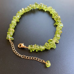 Natural Peridot Crystal Beads Bracelet Link Olivine Tumblestones Chips Stone Bracelets Clasp Jewelry 1pc