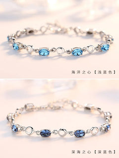 Blue Topaz Bracelet: Real 925 Sterling Silver with Deep Blue Gemstone for Women