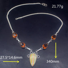 Radiant Honey Topaz Gemstone Necklace: Sterling Silver Elegance for Women