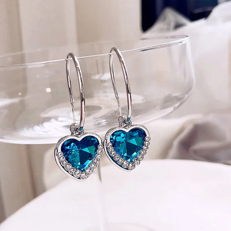 S925 Silver Needle Aquamarine Peach Heart Rhinestone 2021, A Simple And Practical New Earring Jewelry Wholesale And Retail