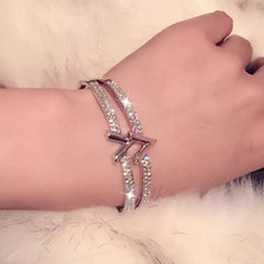 2021 Trend Fashion Korea Simple Micro Inlaid Zircon Word Lady Bracelets for Women Temperament Exquisite Luxury Bangle Jewelry