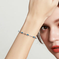 Blue Topaz Bracelet: Real 925 Sterling Silver with Deep Blue Gemstone for Women