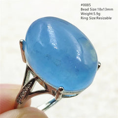 Brazilian Beauty: Natural Blue Aquamarine Oval Beads Ring in 925 Sterling Silver