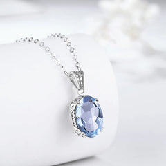 Vintage Swan Filigree: Unique Aquamarine Gemstone Pendant Necklace for Women