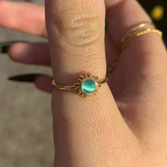 Vintage Stainless Steel Sun and Moon Opal Rings for Women and Men