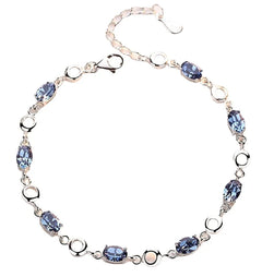 Blue Topaz Bracelet: Real 925 Sterling Silver with Deep Blue Gemstone for Women