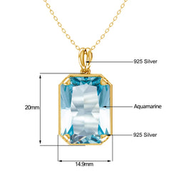 Aquamarine Birthstone Beauty: 14K Gold Real Pendant for Women,  925 Sterling Silver Necklace