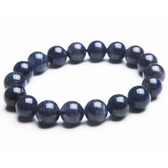 Natural Blue Sapphire Gemstone Bracelet: Big Round Beads for Women and Men