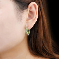 Hutang Natural Peridot Sterling Silver Clip Earrings: 4.7 Carats Real Gemstone, Classic and Colorful Style