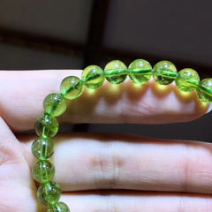 Stylish Natural Green Peridot Olivine Round Bead Bracelet for Women – Stretch Healing Crystal Fashion Jewelry