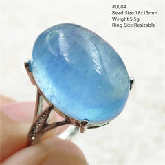 Brazilian Beauty: Natural Blue Aquamarine Oval Beads Ring in 925 Sterling Silver