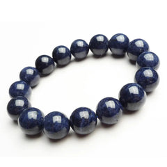 Natural Blue Sapphire Gemstone Bracelet: Big Round Beads for Women and Men