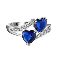 HuiSept Fashion 925 Silver Heart-shaped Topaz Gemstone Ring for Women