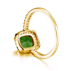 Female Genuine Gold 585 Plated Rings Peridot Green Stone Zircon Real 925 Silver Ring Woman Wedding Fine Jewelry