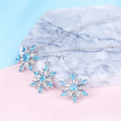 Bague Ringen Snowflake Aquamarine Ear Drops: Fashionable Blue Gemstone Earrings for Women