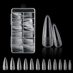 120Pcs Clear Gel X Manicure Tips - Seamless Stiletto/Coffin No Mark Fake Nails