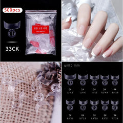 500pcs Natural Clear False Acrylic Nail Tips - Full/Half Cover Tips