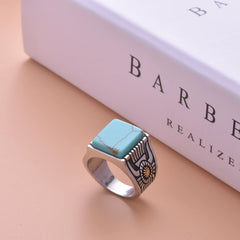 Young European and American-Style Sunflower Turquoise Ring