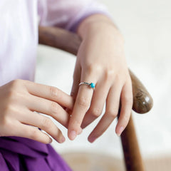 Distressed Small Exquisite Women's Turquoise National Fashion Ring