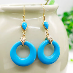 Elegant Fashion Optimized 14K Gilded Ear Hook Turquoise