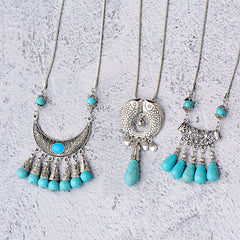 Bohemian Vacation Turquoise Women's Short Sweater Chain