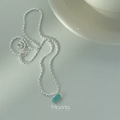 Summer Mint Candy Turquoise 925 Sterling Silver Clavicle Chain: Women's Rice Grain Necklace