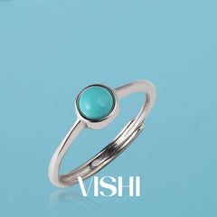 Mini Open Turquoise Ring: Sterling Silver Inlay