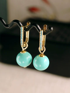 Natural Raw Ore Green Pine Fashion Multi-Wear Earrings