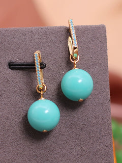 Natural Raw Ore Green Pine Fashion Multi-Wear Earrings