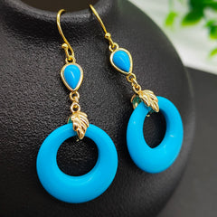 Elegant Fashion Optimized 14K Gilded Ear Hook Turquoise