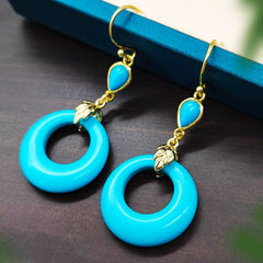 Elegant Fashion Optimized 14K Gilded Ear Hook Turquoise