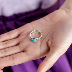 Distressed Small Exquisite Women's Turquoise National Fashion Ring