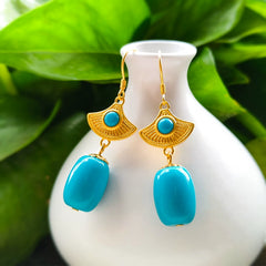 Earrings Silver Plated Inlaid Unique Classical Turquoise