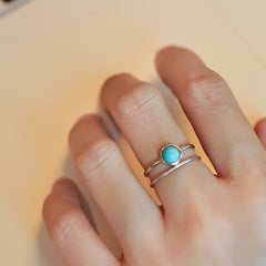 Mini Open Turquoise Ring: Sterling Silver Inlay