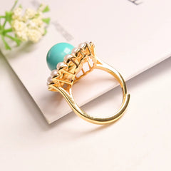 Minimalist Exquisite Women's All-Match Shell Pearls Turquoise Ring