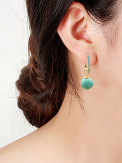 Natural Raw Ore Green Pine Fashion Multi-Wear Earrings