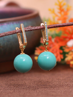 Natural Raw Ore Green Pine Fashion Multi-Wear Earrings