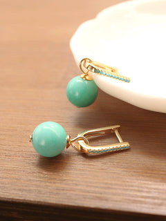 Natural Raw Ore Green Pine Fashion Multi-Wear Earrings