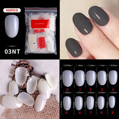 500pcs Natural Clear False Acrylic Nail Tips - Full/Half Cover Tips