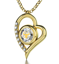 Gold Plated Silver Taurus Necklace Zodiac Heart Pendant 24k Gold Inscribed on Crystal