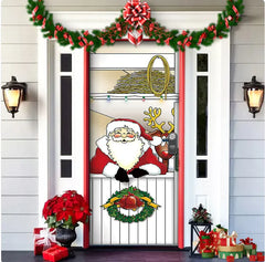 Christmas Forest Background Fabric Door Hanging for Christmas Party Decoration