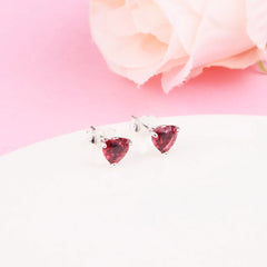 Valentine's Day Delight: New 925 Sterling Silver Red Heart Stud Earrings,