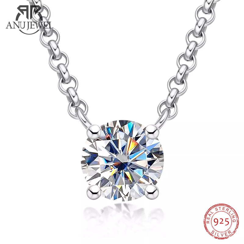 AnuJewel D Color 1ct 2ct 3ct Moissanite Diamond  18K Gold Plated Pendant Necklace For Women  Anniversary Gifts Wholesale