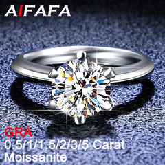 Moissanite Crown Ring for Women - Genuine 0.5 to 5 Carat - 18K White Gold and Sterling Silver S925 - GRA Certified Wholesale Jewelry