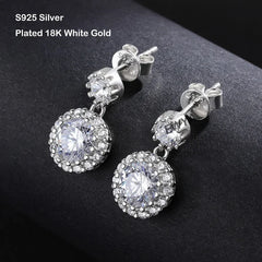 EWYA D Color 1CT 6.5mm Moissanite Drop Earrings For Women Girls Party Fine Jewelry S925 Sterling Silver Diamond Stud Earring