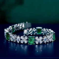 2024 New Charm 925 Silver Emerald Bracelets Dazzling AAA Zircon Tennis Bracelet