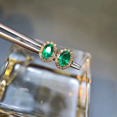 Natural Emerald Elegance: S925 Sterling Silver Fine Jewelry Earrings